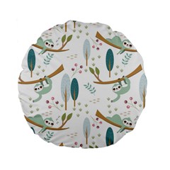 Pattern-sloth-woodland Standard 15  Premium Flano Round Cushions by Salman4z