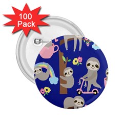 Hand-drawn-cute-sloth-pattern-background 2 25  Buttons (100 Pack)  by Salman4z