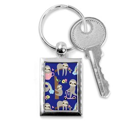 Hand-drawn-cute-sloth-pattern-background Key Chain (rectangle) by Salman4z