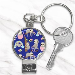 Hand-drawn-cute-sloth-pattern-background Nail Clippers Key Chain by Salman4z