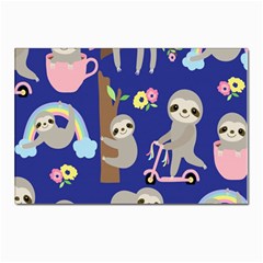 Hand-drawn-cute-sloth-pattern-background Postcard 4 x 6  (pkg Of 10) by Salman4z