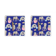 Hand-drawn-cute-sloth-pattern-background Cufflinks (square) by Salman4z