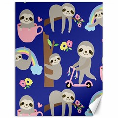 Hand-drawn-cute-sloth-pattern-background Canvas 12  X 16  by Salman4z