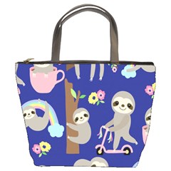 Hand-drawn-cute-sloth-pattern-background Bucket Bag by Salman4z