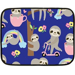 Hand-drawn-cute-sloth-pattern-background Fleece Blanket (mini) by Salman4z