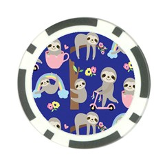 Hand-drawn-cute-sloth-pattern-background Poker Chip Card Guard (10 Pack) by Salman4z