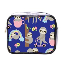 Hand-drawn-cute-sloth-pattern-background Mini Toiletries Bag (one Side) by Salman4z