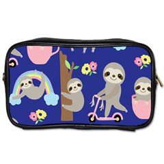 Hand-drawn-cute-sloth-pattern-background Toiletries Bag (two Sides) by Salman4z