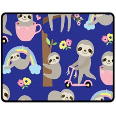 Hand-drawn-cute-sloth-pattern-background Fleece Blanket (medium) by Salman4z