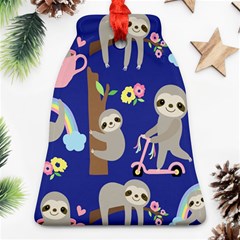 Hand-drawn-cute-sloth-pattern-background Bell Ornament (two Sides) by Salman4z