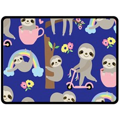 Hand-drawn-cute-sloth-pattern-background Two Sides Fleece Blanket (large) by Salman4z