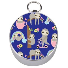 Hand-drawn-cute-sloth-pattern-background Silver Compasses by Salman4z