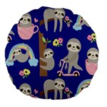 Hand-drawn-cute-sloth-pattern-background Large 18  Premium Flano Round Cushions Front