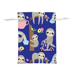 Hand-drawn-cute-sloth-pattern-background Lightweight Drawstring Pouch (l) by Salman4z