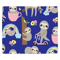 Hand-drawn-cute-sloth-pattern-background Premium Plush Fleece Blanket (small) by Salman4z