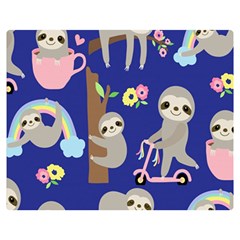 Hand-drawn-cute-sloth-pattern-background Premium Plush Fleece Blanket (medium) by Salman4z