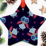 Owl-pattern-background Star Ornament (Two Sides) Back