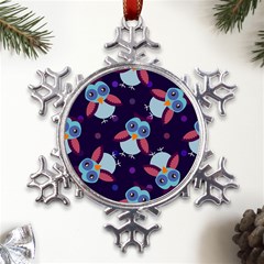 Owl-pattern-background Metal Large Snowflake Ornament