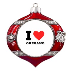 I Love Oregano Metal Snowflake And Bell Red Ornament by ilovewhateva