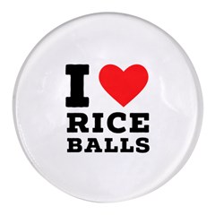 I Love Rice Balls Round Glass Fridge Magnet (4 Pack)