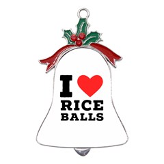 I Love Rice Balls Metal Holly Leaf Bell Ornament by ilovewhateva