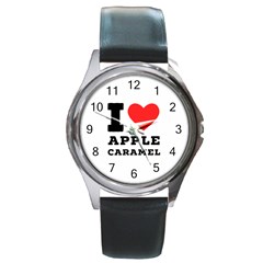 I Love Apple Caramel Round Metal Watch by ilovewhateva