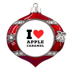 I Love Apple Caramel Metal Snowflake And Bell Red Ornament by ilovewhateva