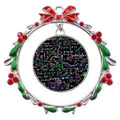 Math-linear-mathematics-education-circle-background Metal X mas Wreath Ribbon Ornament by Salman4z