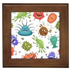 Dangerous-streptococcus-lactobacillus-staphylococcus-others-microbes-cartoon-style-vector-seamless Framed Tile by Salman4z