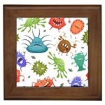 Dangerous-streptococcus-lactobacillus-staphylococcus-others-microbes-cartoon-style-vector-seamless Framed Tile Front