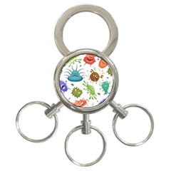 Dangerous-streptococcus-lactobacillus-staphylococcus-others-microbes-cartoon-style-vector-seamless 3-ring Key Chain by Salman4z