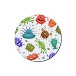 Dangerous-streptococcus-lactobacillus-staphylococcus-others-microbes-cartoon-style-vector-seamless Rubber Coaster (Round) Front