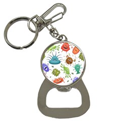 Dangerous-streptococcus-lactobacillus-staphylococcus-others-microbes-cartoon-style-vector-seamless Bottle Opener Key Chain by Salman4z