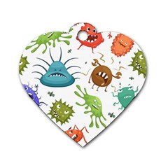 Dangerous-streptococcus-lactobacillus-staphylococcus-others-microbes-cartoon-style-vector-seamless Dog Tag Heart (two Sides) by Salman4z