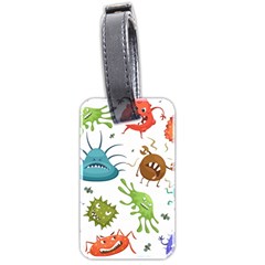 Dangerous-streptococcus-lactobacillus-staphylococcus-others-microbes-cartoon-style-vector-seamless Luggage Tag (two Sides) by Salman4z