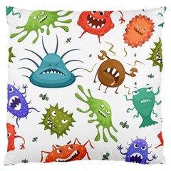 Dangerous-streptococcus-lactobacillus-staphylococcus-others-microbes-cartoon-style-vector-seamless Large Cushion Case (two Sides) by Salman4z