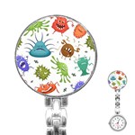 Dangerous-streptococcus-lactobacillus-staphylococcus-others-microbes-cartoon-style-vector-seamless Stainless Steel Nurses Watch Front