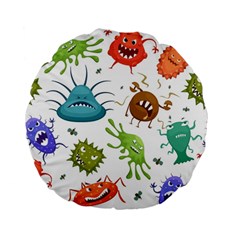 Dangerous-streptococcus-lactobacillus-staphylococcus-others-microbes-cartoon-style-vector-seamless Standard 15  Premium Flano Round Cushions by Salman4z