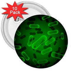 Green-rod-shaped-bacteria 3  Buttons (10 Pack)  by Salman4z