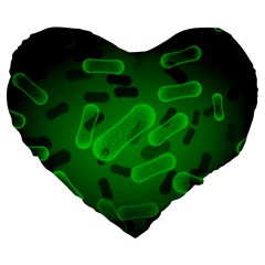 Green-rod-shaped-bacteria Large 19  Premium Heart Shape Cushions by Salman4z