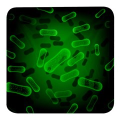 Green-rod-shaped-bacteria Square Glass Fridge Magnet (4 Pack)