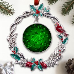 Green-rod-shaped-bacteria Metal X mas Wreath Holly Leaf Ornament by Salman4z