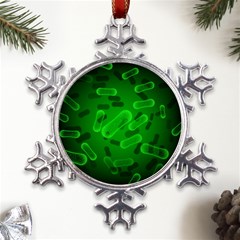 Green-rod-shaped-bacteria Metal Large Snowflake Ornament