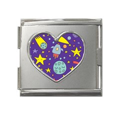 Card-with-lovely-planets Mega Link Heart Italian Charm (18mm) by Salman4z