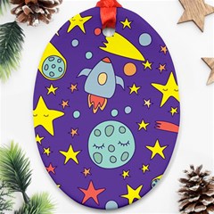 Card-with-lovely-planets Oval Ornament (two Sides) by Salman4z