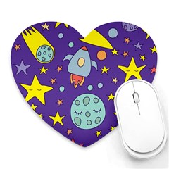 Card-with-lovely-planets Heart Mousepad by Salman4z