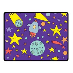 Card-with-lovely-planets Two Sides Fleece Blanket (small) by Salman4z