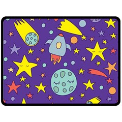 Card-with-lovely-planets Two Sides Fleece Blanket (large) by Salman4z