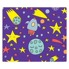 Card-with-lovely-planets Two Sides Premium Plush Fleece Blanket (small) by Salman4z