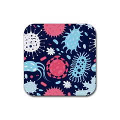 Seamless-pattern-microbes-virus-vector-illustration Rubber Coaster (square) by Salman4z